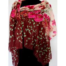Жіночий бордовий палантин з бавовни 543T-589