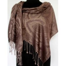 Двостороння жіноча шаль з малюнком 374T Коричневий