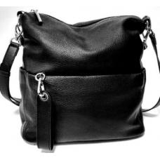 Жіноча чорна шкіряна сумка на плече S12