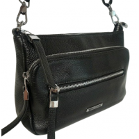 Черный кожаный клатч через плечо Polina & Eiterou со съемной ручкой и ремнем